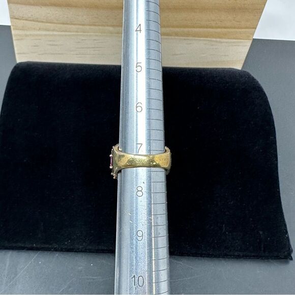 Sterling silver gold tone gemstones ring 925 - Picture 5 of 5